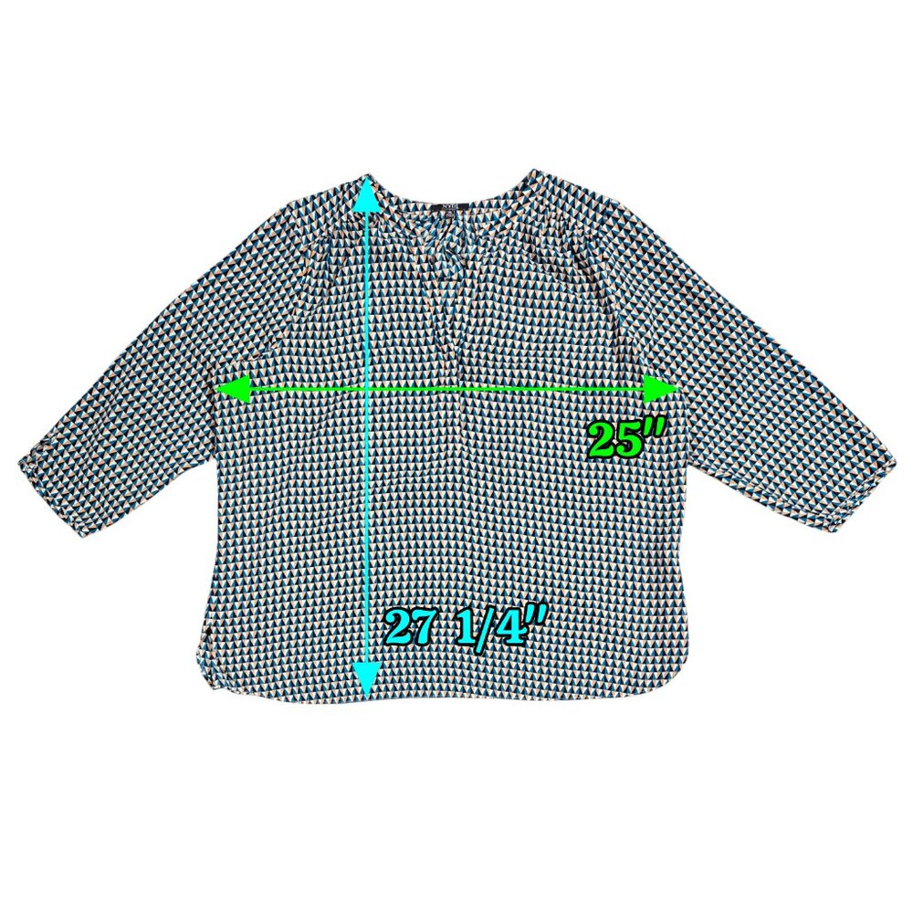 NYDJ Multicolor Triangle Geometric Split Neck Blo… - image 3